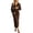 Coffee, variant on GJSYRH Long Sleeve V Neck Long Dress Bodycon Maxi Ruched Backless Tie Wedding Guest Formal Fall Dresses for Women