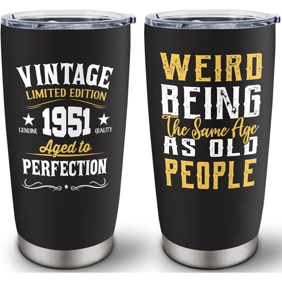75th Birthday Gifts for Men Women, Gifts for 75 Years Old People, 1951 Birthday Gifts , Turning Age 75 Birthday Gift, 75th Birthday Decorations Gifts, 20 oz Stainelss Steel Tumbler With Lid & Straw