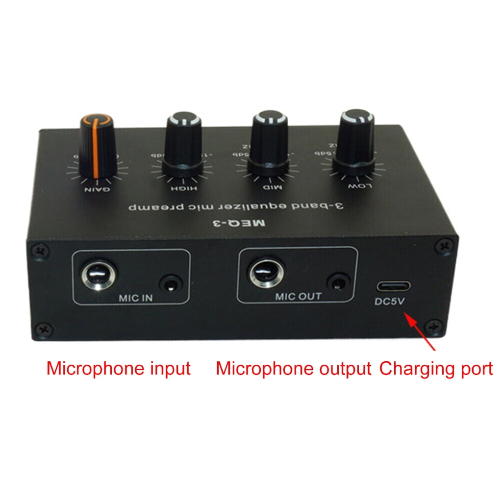 Portable Microphone Preamp High Medium Low Equalization for Condenser Mic