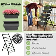 Costway 1 PCS 5-Tier Vertical Raised Garden Bed Elevated Planter with Wheels & Container Boxes Gray