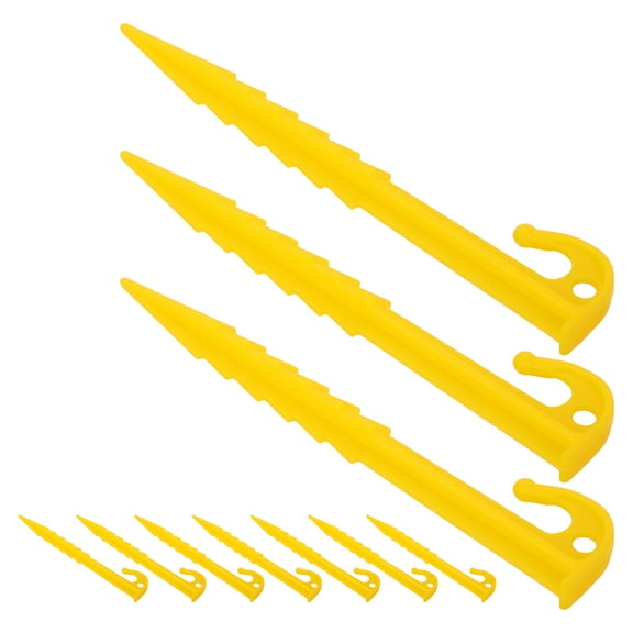 Clispeed Tent Pegs Yellow Plastic Portable Lightweight for Tent 10Pcs