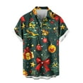thumbnail image 6 of SERTG Men's Christmas Print Short Sleeve Shirt Lapel Collar Button Front Resort Casual Hawaiian Shirt Men Christmas Gifts Tops(Yellow,2XL), 6 of 6