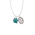 thumbnail image 2 of Delight Jewelry Silvertone Medium Translucent Teal Paw Best Mom Ever Charm Necklace, 2 of 4