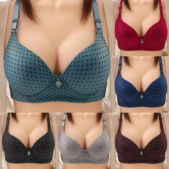 Hrsba Womens Summer Bra,Plus Size Bra for Womens,Women's Daily Adjustable Underwear Gathered Thin Bra Without Steel Ring