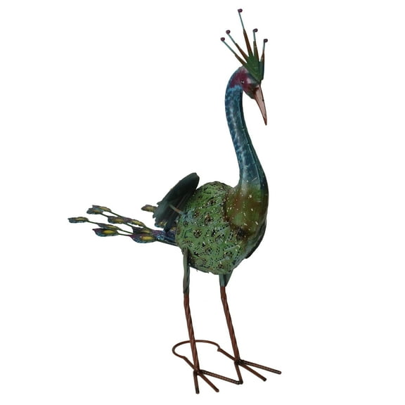 Napco 24" Green and Blue Metal Peacock Outdoor Garden Statue