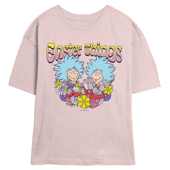 Junior's Dr. Seuss Easter Thing 1 and Thing 2 Graphic T-Shirt