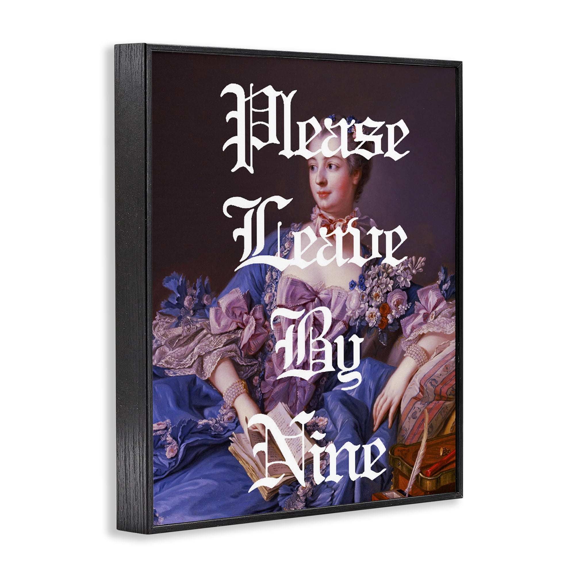 Please Leave By Nine Black Framed Giclee Art, design by Lil' Rue
