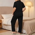 thumbnail image 4 of Maplenight 2 Piece Pajamas for Women Set Plus Size Short Sleeve Button Down Tops and Long Pants Pj Set Soft Sleepwear Loungewear, 4 of 6