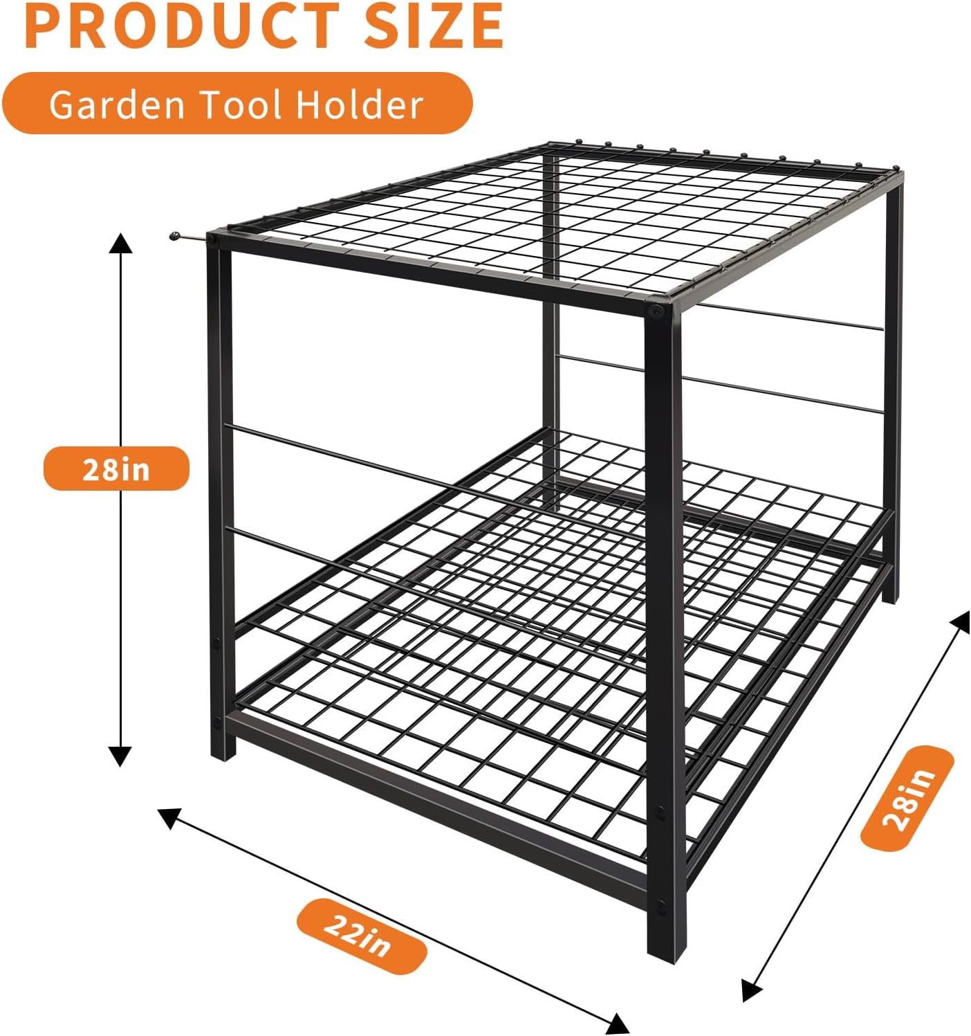 Yesurprise Garden Tool Organizer, Yard Tool Organizer, Metal Yard Tools Storage, Heavy Duty Garden Tool Organizer for Garage, Partitioned Tool Organizer and Storage for Shed, Garage, Tool Stand