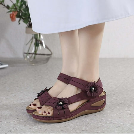 

Pejock Summer Sandals Savings Clearance 2023! Women s Arch Support Sandals Orthotic Adjustable Flat Sandals Women s Sandals Lunge Massage Casual Elegant Wedge Heel Sandals