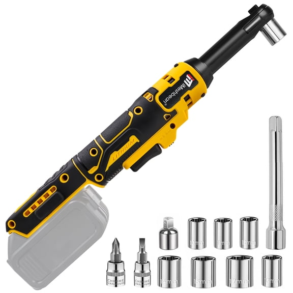 iMeshbean 4" Extended Cordless Electric Ratchet Wrench, 3/8" 70 Ft-lbs 400 RPM 20V Long Reach