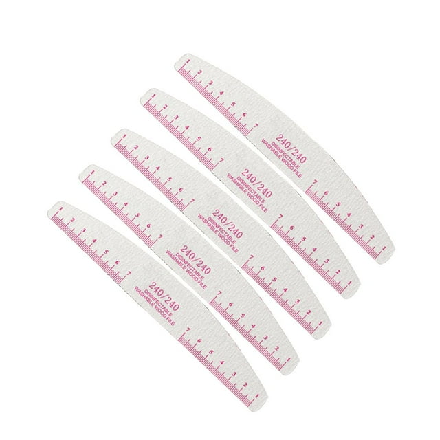MesaSe 5Pcs Wooden Nail Files Bright Color Reusable Smooth Edge Clear Scale Multipurpose Nails Lightweight Scale Ruler Half Moon Wooden Nail Files Polishing Tool Nail Supplies