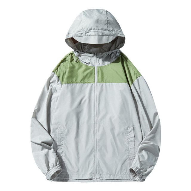 Chaquetas de tartán elegante Cortavientos para mujer Color sólido Ropa de solar funcional al libre (Gris, M)