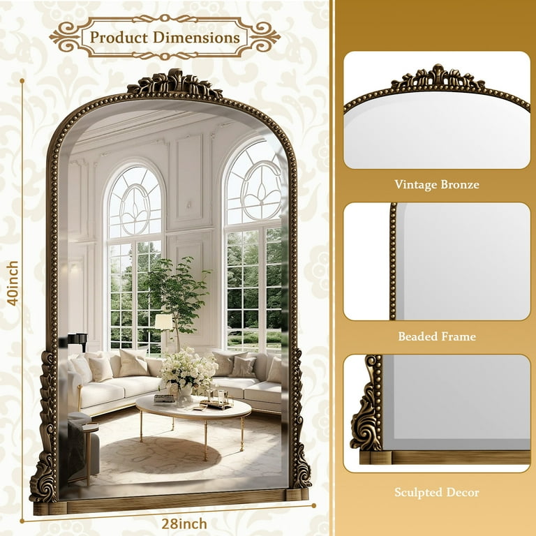 BEAUTYPEAK 40x28 Inch Arched Vanity Mirror photo 6