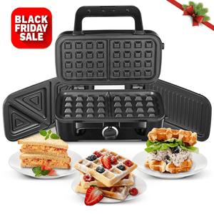 FOHERE 3-in-1 Sandwich Maker, Waffle Maker, and Grill Press