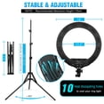 thumbnail image 3 of Ring Light 18 Inch LED Ringlight Kit with 73 inch Tripod Stand with Phone Holder Adjustable 3200-6000k Color Temperature Circle MUA Lighting for Camera for Vlog, Makeup,Youtobe, Video Shooting, Selfie, 3 of 5
