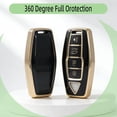thumbnail image 7 of Key Fob Cover Compatible with Mitsubishi Outlander 4 Button TPU Metal Silicone Keychain Case Holder Protector,Gold Black C, 7 of 7