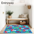 thumbnail image 3 of ODIKA 5'x7' Machine Washable Non-Slip Area Rug, Whimsical Mushroom Forest with Playful Botanical Accents High Traffic Rug, Blue, 647689, 3 of 7