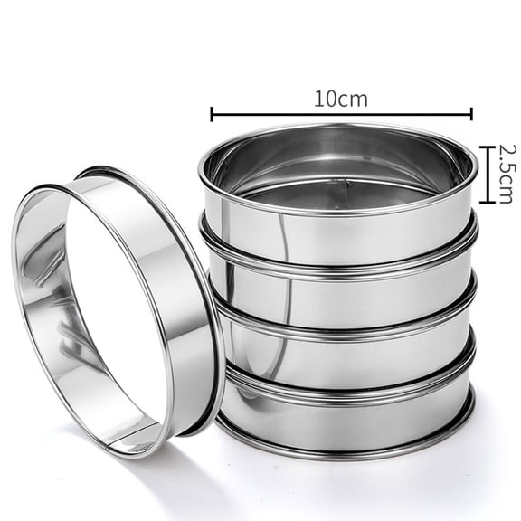 Stainless Steel Egg Rings 6-Pack, 4 Inch Round Egg Mold for Breakfast Sandwiches, Double-Rolled Edges, Non-Stick Friendly, Dishwasher Safe, Pancake Crumpet