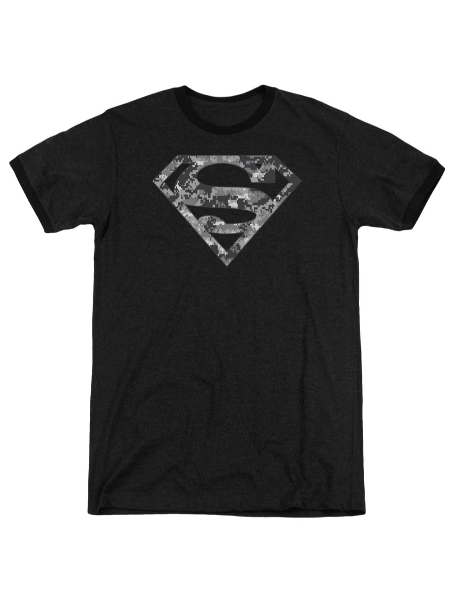 Superman-Red /& White Shield Adult Ringer T-Shirt