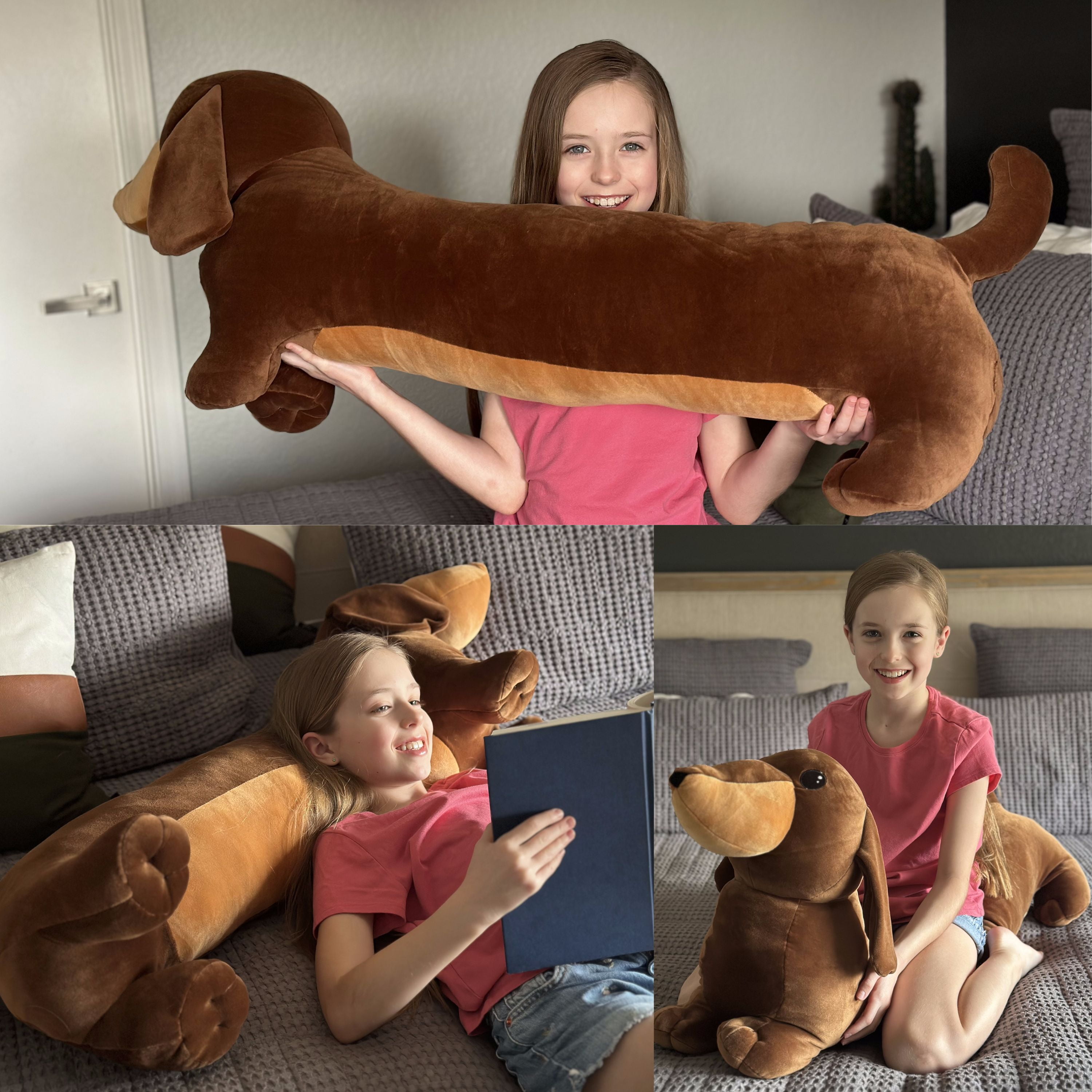 Tezituor 43.3'' Dachshund Dog Stuffed Animal Giant Weiner Dog Body Pillow Plush Toy