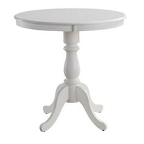 Pemberly Row Traditional 36" Round Wood Pedestal Bar Table in White