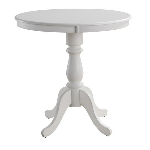 Pemberly Row Traditional 36" Round Wood Pedestal Bar Table in White