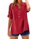 thumbnail image 1 of Camiseta sin mangas para mujer,Blusa de manga corta con cuello en V para mujer, camisa informal holgada con botones, mezcla de algodón y lino, ligera y cómoda para el verano, sopatenor, 1 of 8