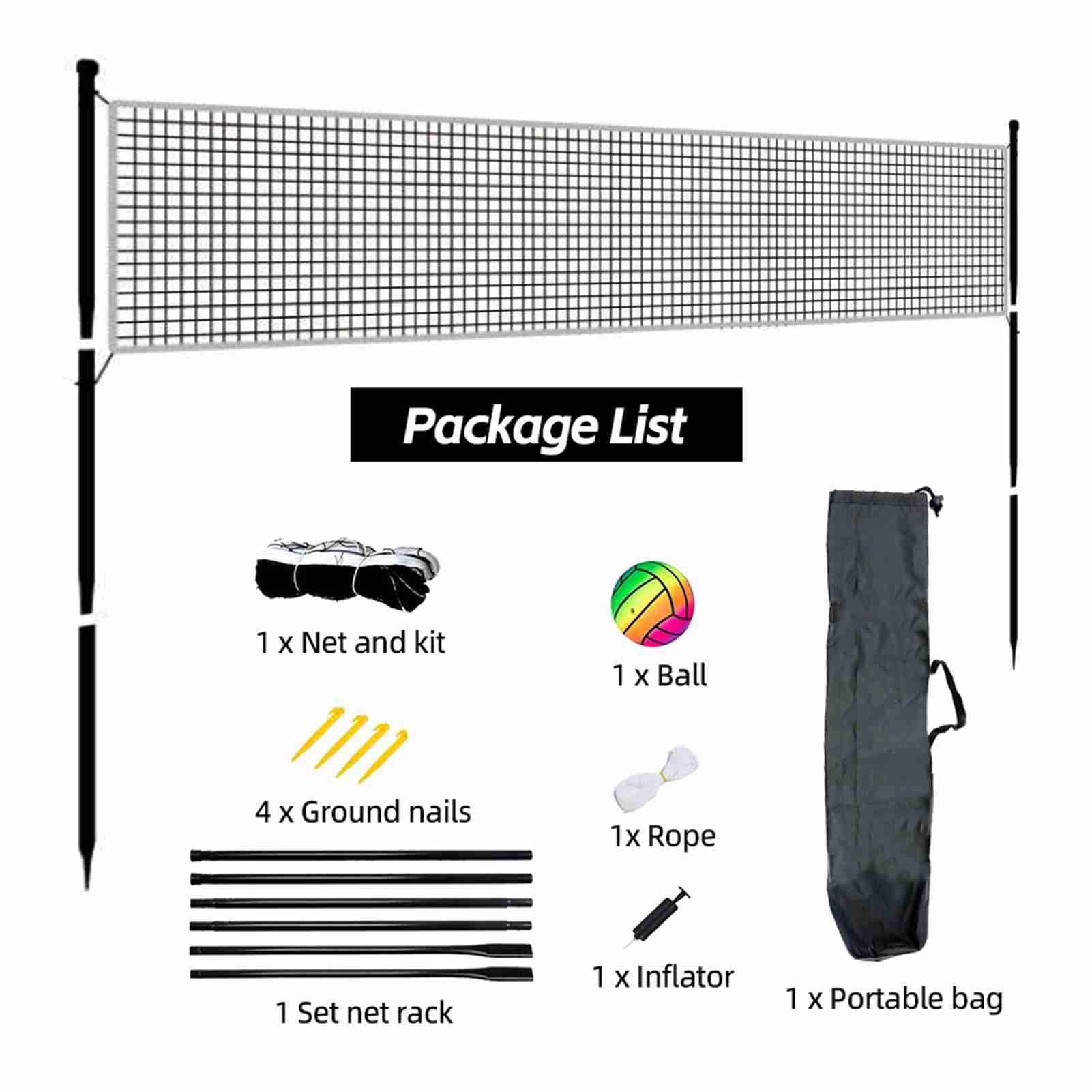 Suodoka Portable Outdoor Volleyball Net with Stand Multi-Sport Set for Badminton and Football Training Perfect for Backyard Beach and Park Games