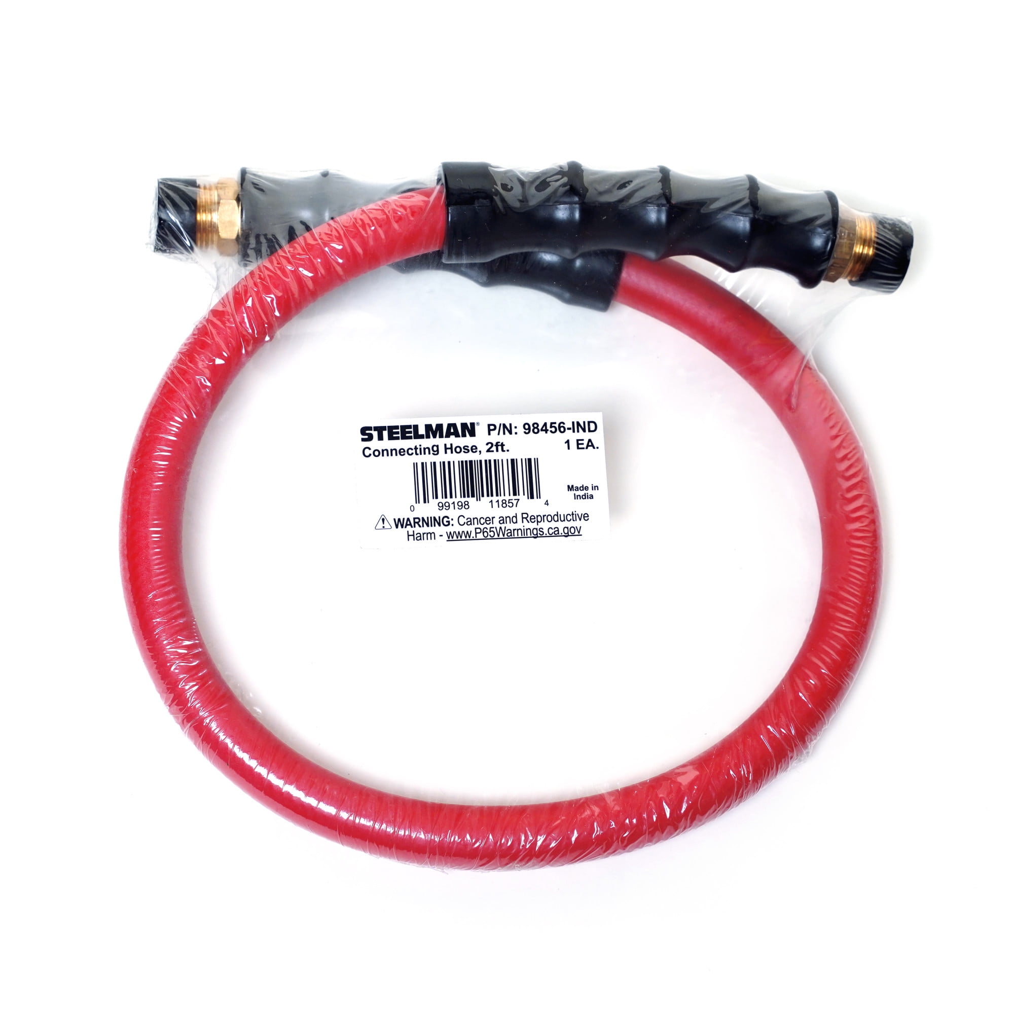 STEELMAN 98456-IND 24-Inch Rubber Hose Reel Connection Hose with 3/8-Inch NPT Brass Fittings