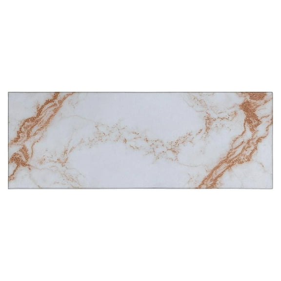White Rose Gold Marble Pattern Kitchen Rug Mat,Kitchen Runner Rugs Non Skid Washable,Decorative Kitchen Floor Mats for Kitchen,Sink,Laundry,17"X47"