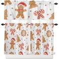 thumbnail image 4 of Kitchen Curtains and Valances Set, Christmas Gingerbread Man Winter Short Rod Pocket 3 Pieces Window Curtain Set for Bedroom, Bathroom, 24 Inch Long, 4 of 6