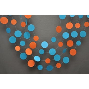 Blue Orange Garland Beach Wedding Wedding Paper Garland Blue Turquoise Aqua Orange Garland Birthday Party Decorations Nursery Decor