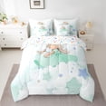 thumbnail image 2 of Castle Fairy Boys Girls Cartoon Rabbit Girl Bedding Comforter Set 7 Pieces,Dreamy Princess Full Bedding Set Lightweight,Cute Stars Print Fitted Sheet Flat Sheet,Microfiber Bedroom Decor,Reversible, 2 of 8