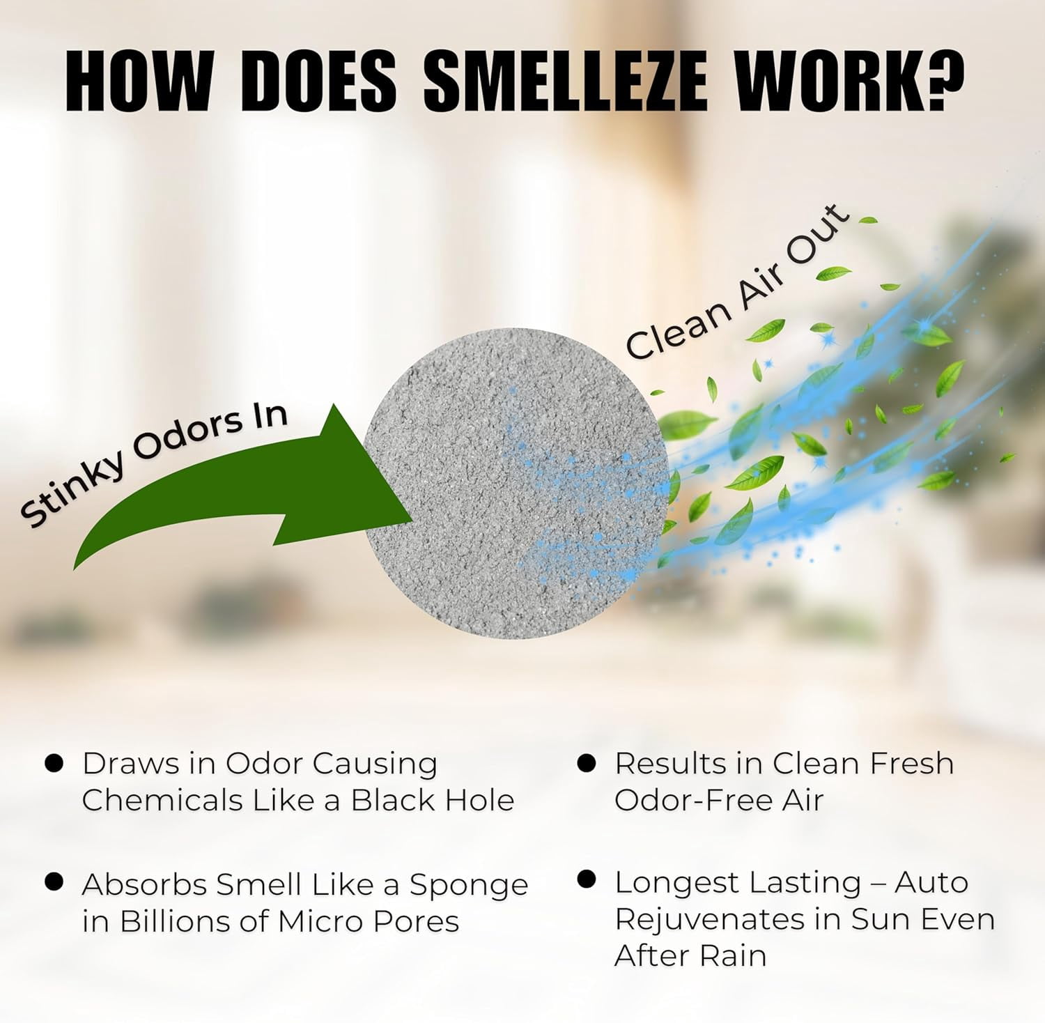 SMELLEZE Natural Nursing Home Smell Remover: 50 lb. Granules Remove Elderly Odor