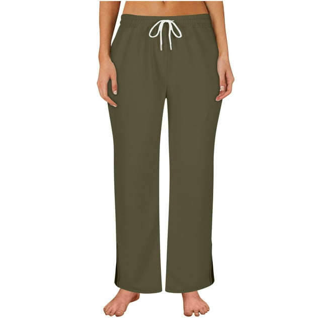 Yuyuzo Womens Wide Leg Sweatpants High Elastic Waisted Drawstring Loose Casual Solid Color Straight Joggers Trackpants