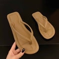 thumbnail image 4 of PiGOGI Women's Round Toe Flip Flops Cushioned Footbed Non-Slip Comfortable Beach Sandals Summer Coffee 5.5, 4 of 9