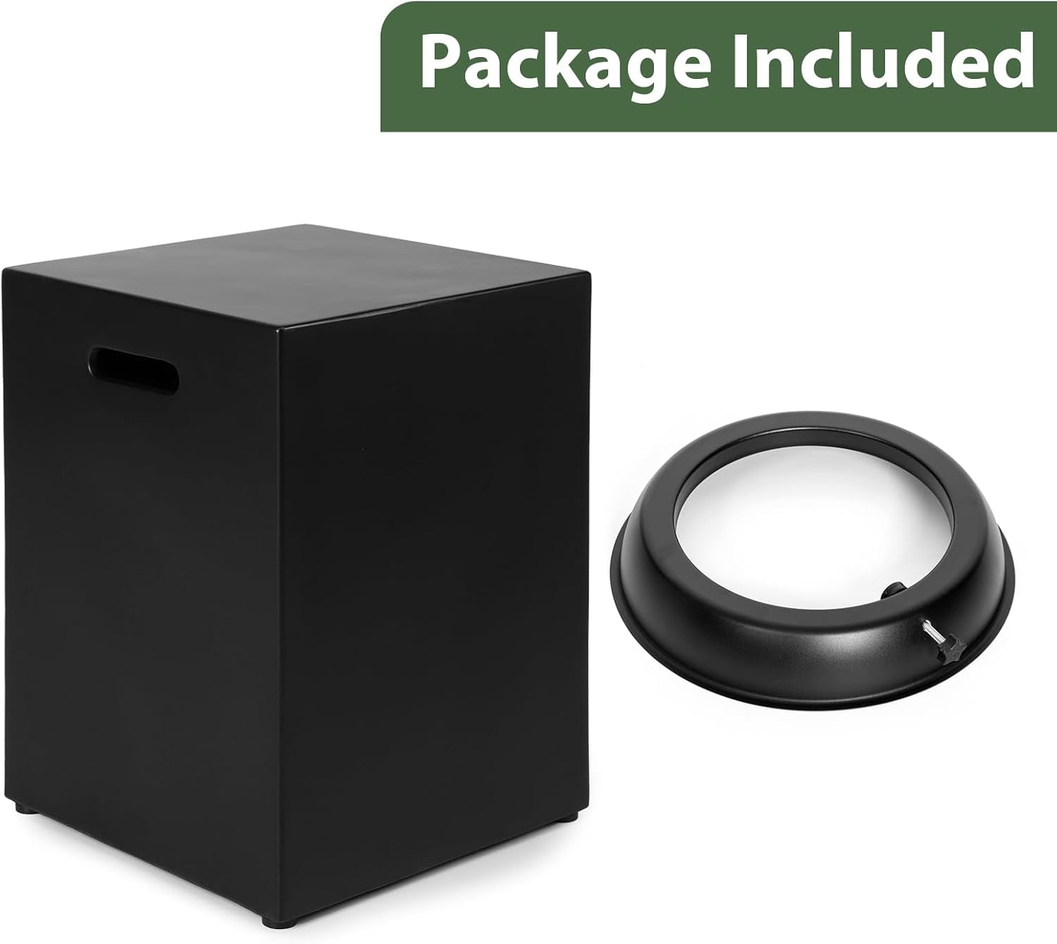 Propane Tank Cover Table 16"x16"x20"H Square Propane Tank Storage Hideaway Box for Gas Fire Pits, Black Concrete Gas Tank Holder Outdoor Side Table for 20 Pound Gas Tank