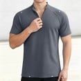 thumbnail image 4 of Yaoyar Men's Summer Casual Solid Short Sleeve Mandarin Collar Zip Front Gym Active Breathable Stretchy Top, 4 of 5
