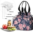 thumbnail image 4 of Pioneer Flower Drawstring Lunch Bag Women - Drawstring Lunch Bag Insulated for Work Office - Stain-Resistant Large Lunchbags for Women with Multi-Pockets, 4 of 6