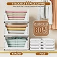 thumbnail image 4 of 5 Pack Stackable Closet Organizer Box, Multifunctional & Foldable Closet Storage Basket for Bathroom Kitchen Laundry Room Wardrobe Storage, Space-Saving Clothes Storage Drawer Organizer, Green, 4 of 15