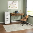 thumbnail image 4 of PetFurnishn Small Computer Desk with Drawers, 39.4 Inch Home Office Desks with Storage, Simple Modern Kids Desk, Vanity Desk for Bedroom, Work Study Writing Desk Table for -39 inch-Rustic Brown, 4 of 12