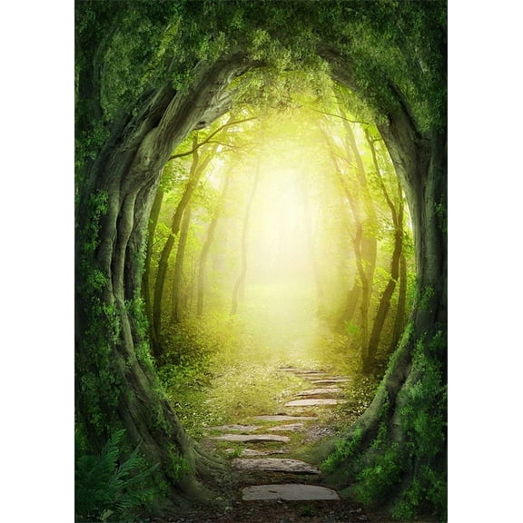 ABPHOTO Polyester 5x7ft Photography Backdrop Fairytale Road in Dark Forest Nature Jungle Backdrops for Photo Shoots Lovers Party Game Adult Kids Baby Personal Portrait Photo Background Studio Props