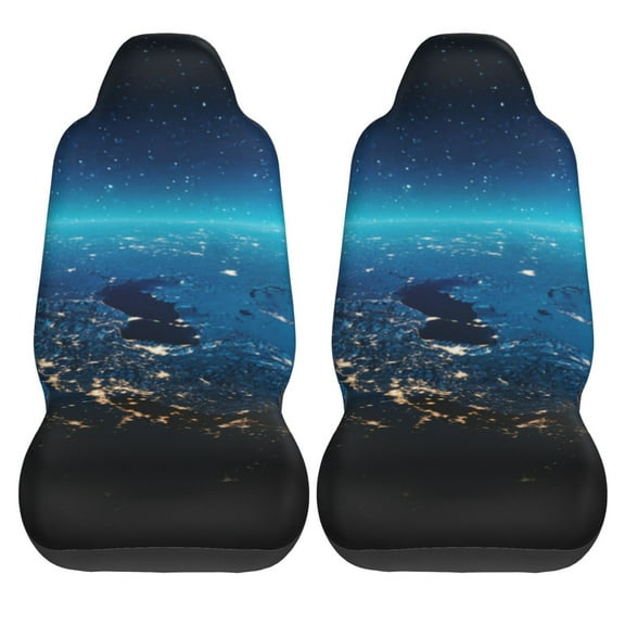 Haiem Planet Earth Printed Car Seat Covers Set of 2, Universal Fit Car Seat Covers,Protective Seat Covers,Comfortable Car Seat Covers, Easy Installation Seat Covers, Vehicle Seat Covers