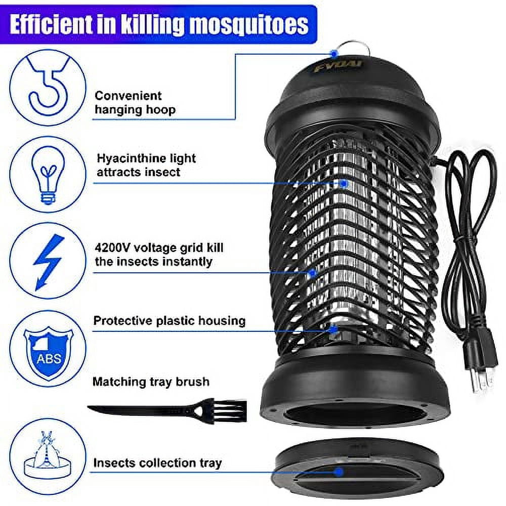 FVOAI Bug Zapper Outdoor, Electronic Mosquito Zapper Insect Trap for Outdoor and Indoor, Mosquito Killer Fly Trap for Patio (Black)