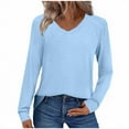 thumbnail image 2 of Tauxra Blouses for Women,Solid Color V-Neck Blouse for Women,Long Sleeve Fall Casual Loose Top,Shirts for Women,Womens Shirts and Blouses, 2 of 6