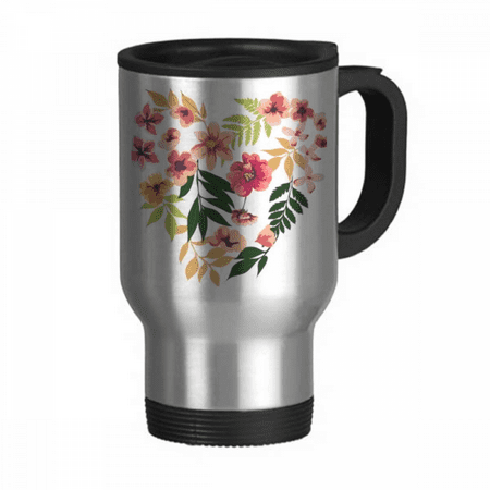 

flowers drawing watercolor travel mug flip lid stainless steel cup car tumbler thermos