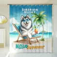 thumbnail image 3 of Siberian Husky Hello Summer Beach Theme with Sunglasses and Tropical Cocktail Shower Curtain Husky Dog Lover Gifts Waterproof Bathroom Bathtub Curtain - 00009, 3 of 5