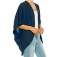 thumbnail image 5 of Women's Loose Fit 3/4 Sleeves Kimono Style Cover Up Solid Cardigan Pack of 2, 5 of 7
