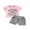 Pink A, variant on Hirigin Toddler Baby Girl Summer Clothes 6 12 18 Months 2T 3T 4T Short Sleeve Letter Print Shirt Tops Solid Color Shorts 2Pcs Outfits Sets